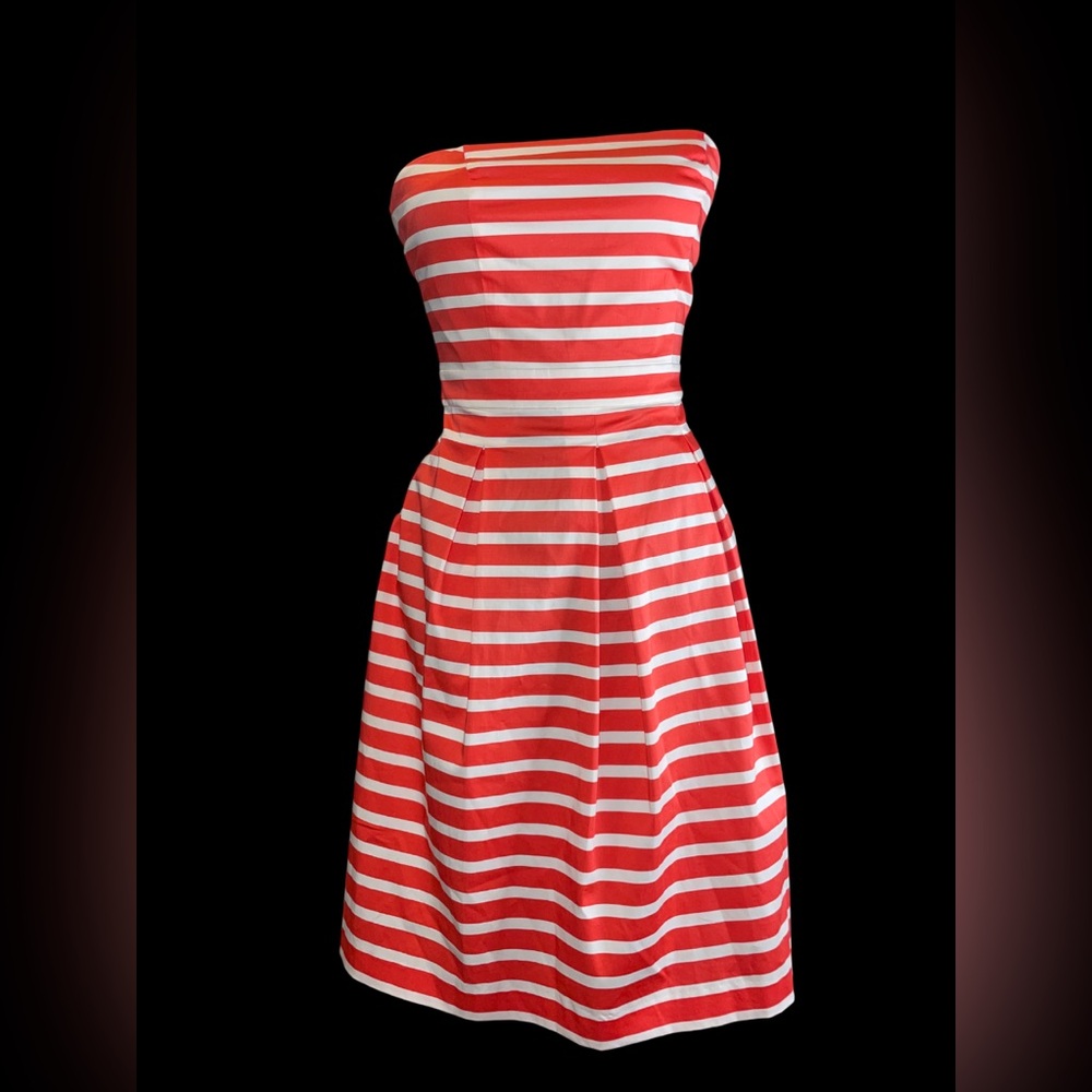 Gap Red/coral and White Striped Strapless Dress
